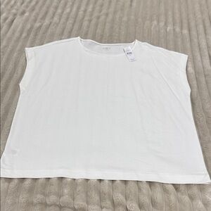 LOFT White Boxy Cap-Sleeve Tee
